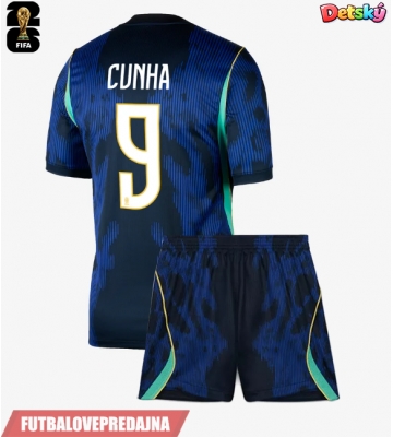 Lacne Dětský Futbalové dres Brazília Matheus Cunha #9 MS 2026 Krátky Rukáv - Preč (+ trenírky)